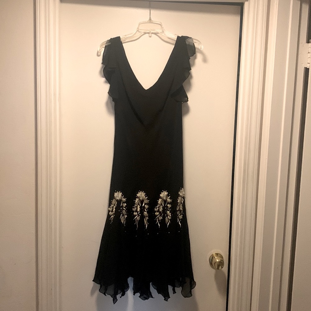 Black dress with white/brown embroidery. Size 8 S&L fashion from JCPenney‘s